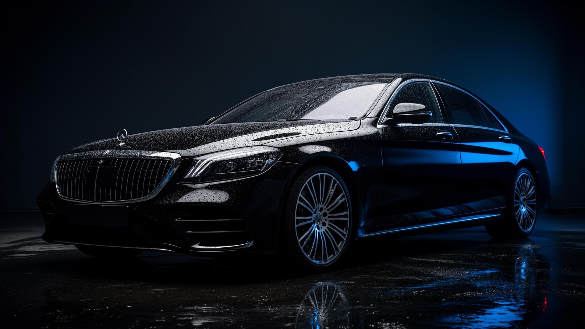 Freshly detailed luxury sedan